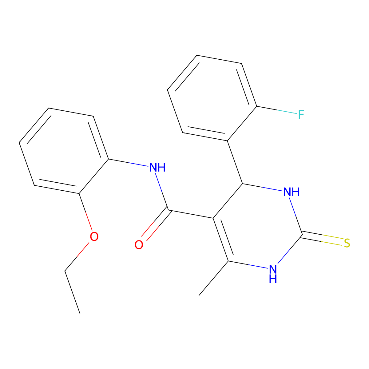 N-(2-ethoxyphenyl)-4-(2-fluorophenyl)-6-methyl-2-sulfanylidene-3,4-dihydro-1H-pyrimidine-5-carboxamide molecular structure, CAS 372505-19-6