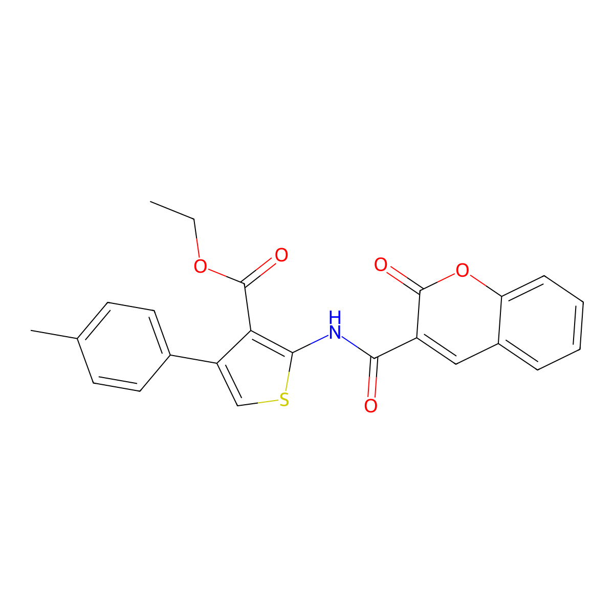 ethyl 4-(4-methylphenyl)-2-{[(2-oxo-2H-chromen-3-yl)carbonyl]amino}thiophene-3-carboxylate molecular structure, CAS 372506-35-9