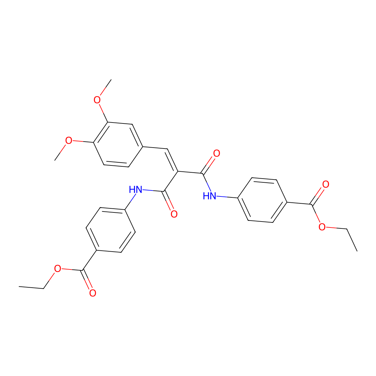 Ethyl 4-{[3-(3,4-dimethoxyphenyl)-2-{[4-(ethoxycarbonyl)phenyl]carbamoyl}acryloyl]amino}benzoate molecular structure, CAS 372506-57-5