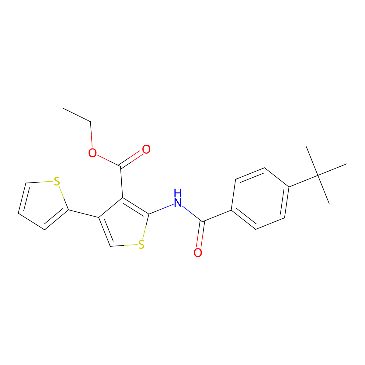 Ethyl 2-[(4-tert-butylbenzoyl)amino]-4-thiophen-2-ylthiophene-3-carboxylate molecular structure, CAS 372506-77-9