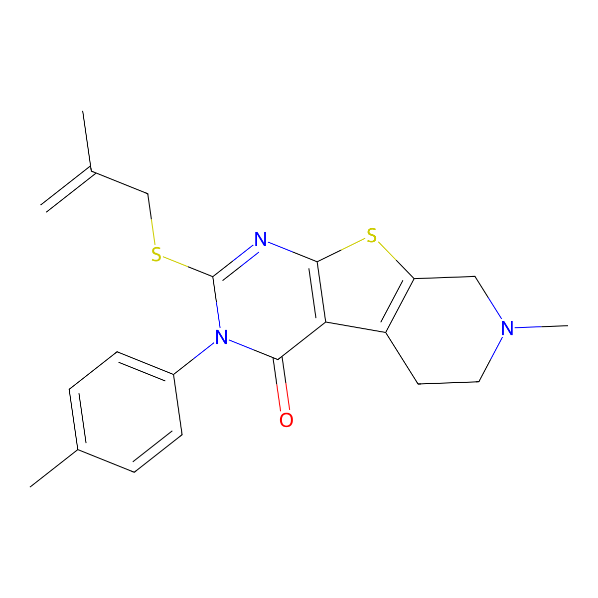7-methyl-3-(4-methylphenyl)-2-[(2-methylprop-2-en-1-yl)sulfanyl]-5,6,7,8-tetrahydropyrido[4',3':4,5]thieno[2,3-d]pyrimidin-4(3H)-one molecular structure, CAS 372506-79-1