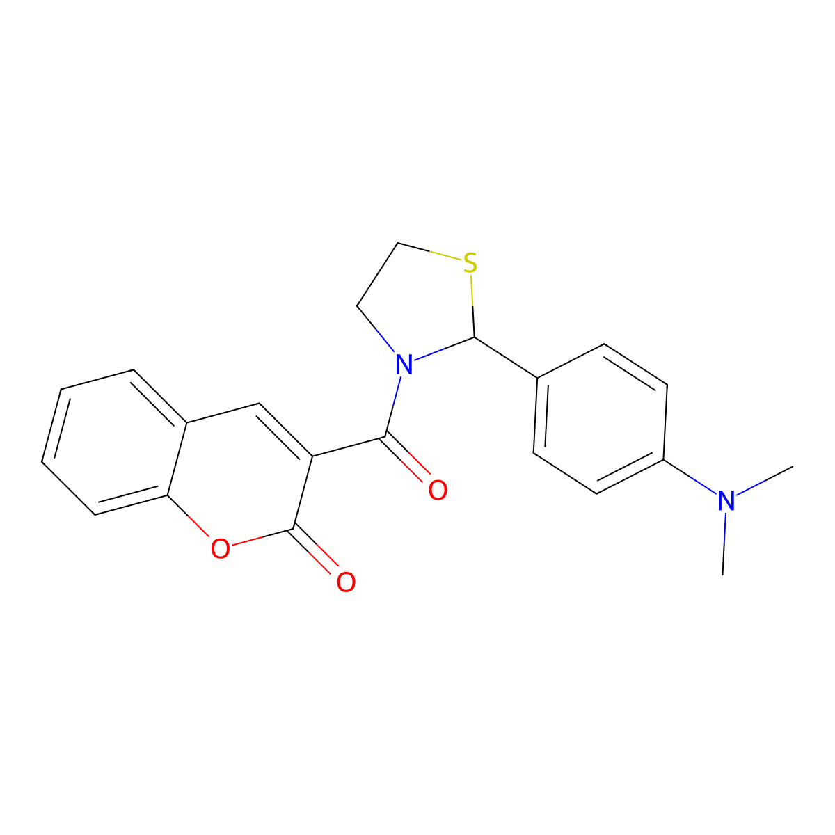 3-(2-(4-(dimethylamino)phenyl)thiazolidine-3-carbonyl)-2H-chromen-2-one molecular structure, CAS 372506-82-6