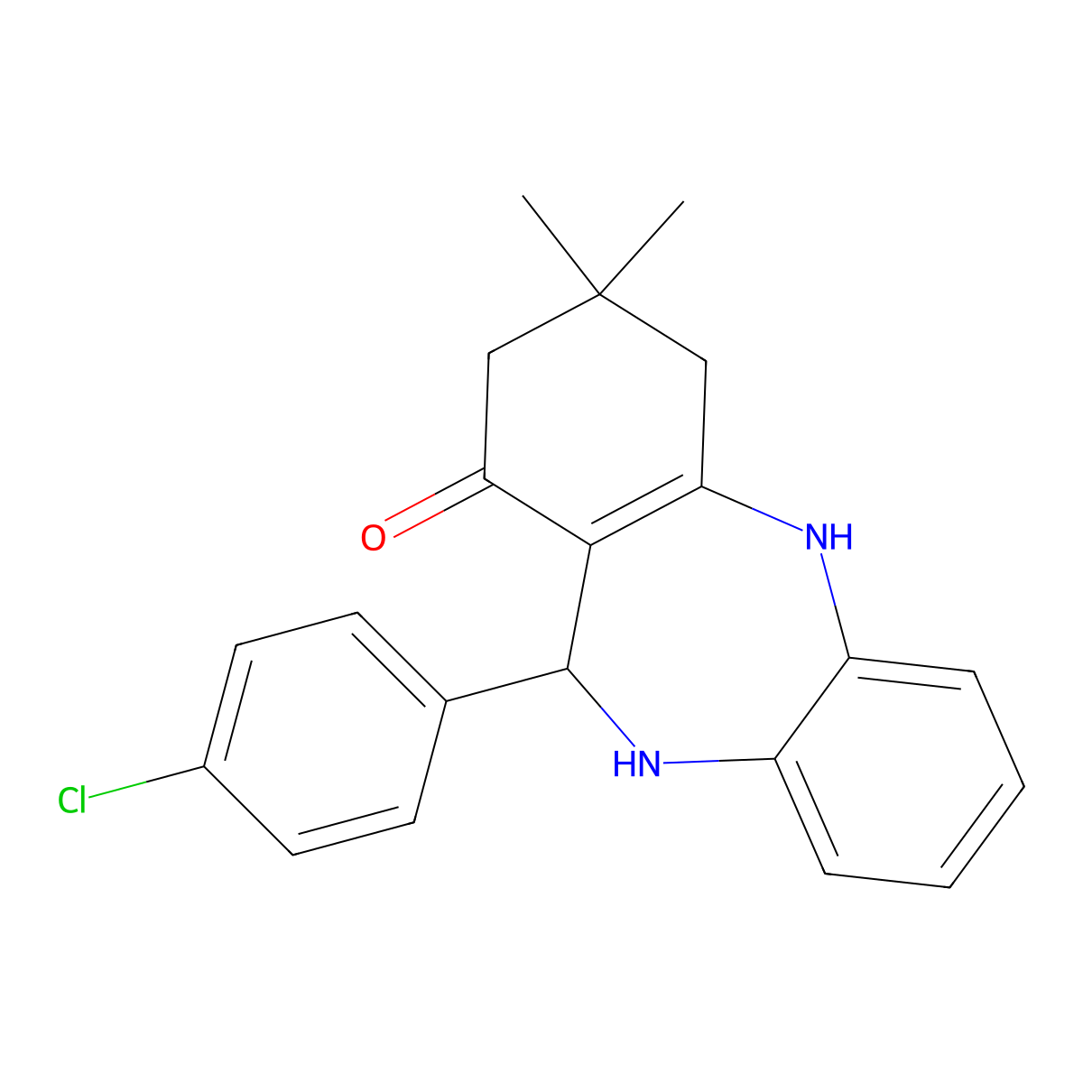 11-(4-chlorophenyl)-3,3-dimethyl-2,3,4,5,10,11-hexahydro-1H-dibenzo[b,e][1,4]diazepin-1-one molecular structure, CAS 372507-13-6