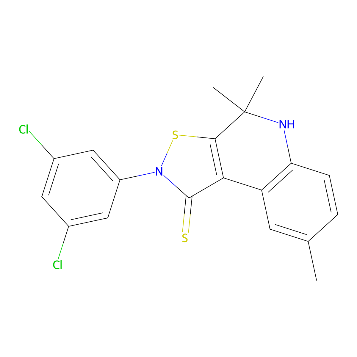 2-(3,5-dichlorophenyl)-4,4,8-trimethyl-4,5-dihydroisothiazolo[5,4-c]quinoline-1(2H)-thione molecular structure, CAS 372507-21-6