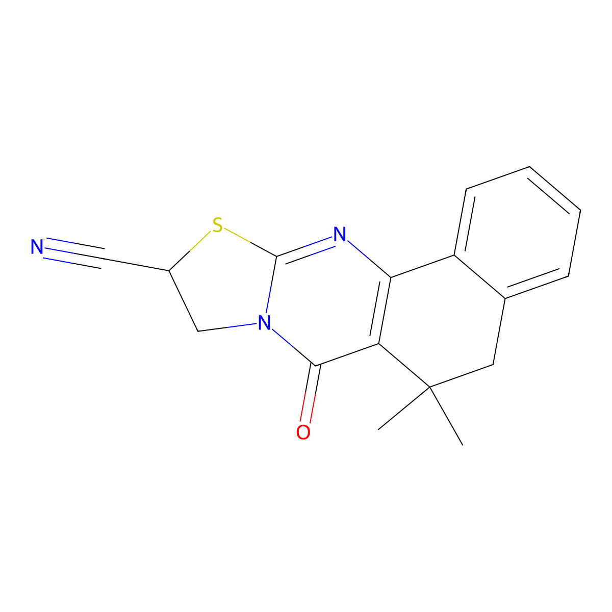 6,6-dimethyl-7-oxo-5,7,9,10-tetrahydro-6H-benzo[h][1,3]thiazolo[2,3-b]quinazoline-10-carbonitrile molecular structure, CAS 372507-31-8