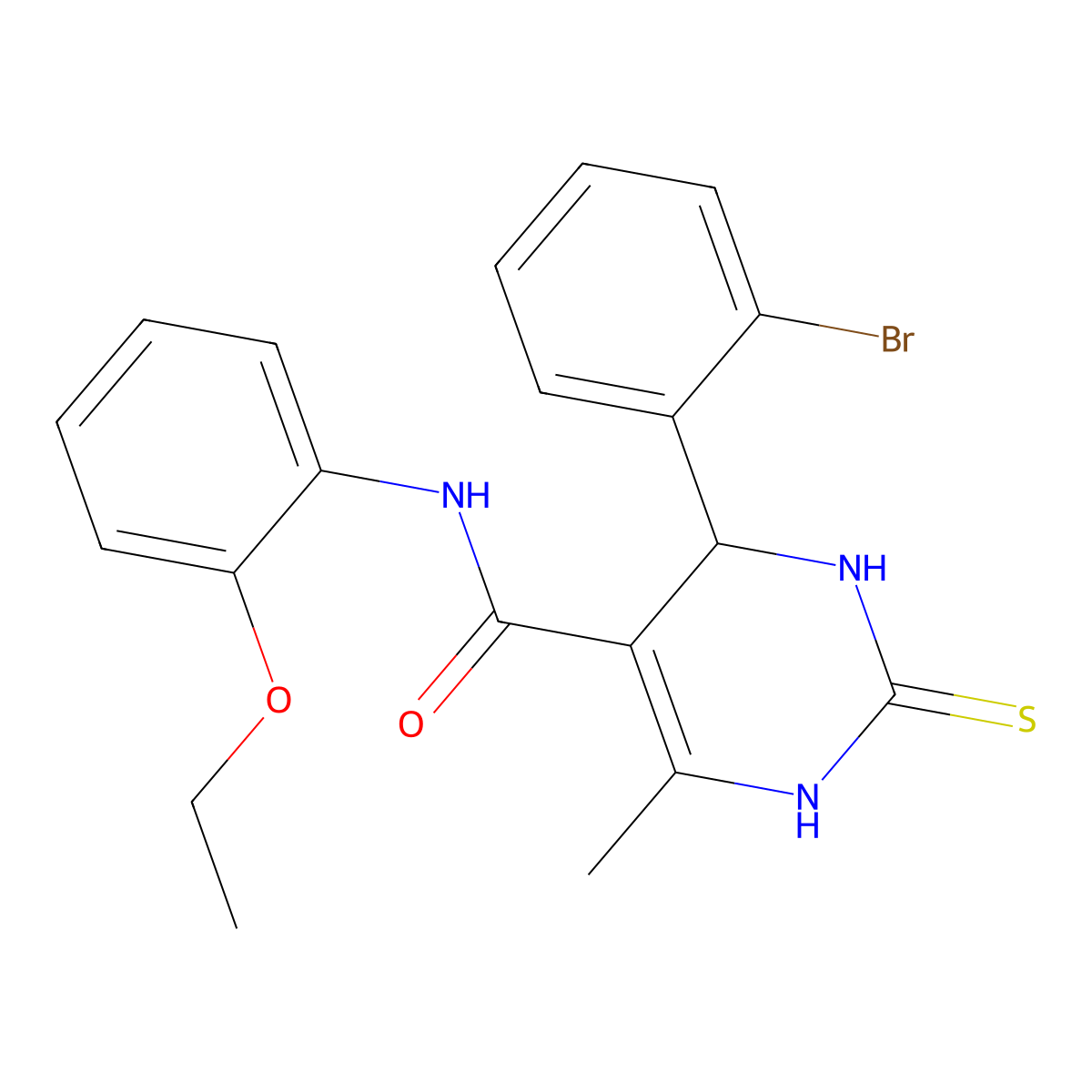 4-(2-bromophenyl)-N-(2-ethoxyphenyl)-6-methyl-2-thioxo-1,2,3,4-tetrahydropyrimidine-5-carboxamide molecular structure, CAS 372508-32-2