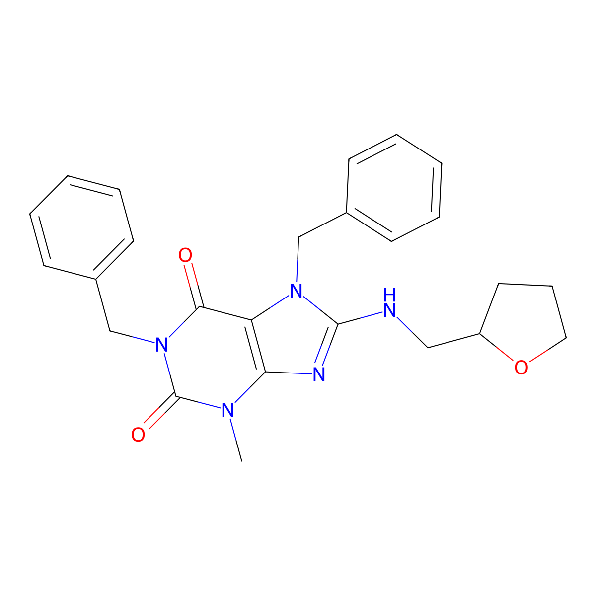 1,7-Dibenzyl-3-methyl-8-(oxolan-2-ylmethylamino)purine-2,6-dione molecular structure, CAS 372508-79-7