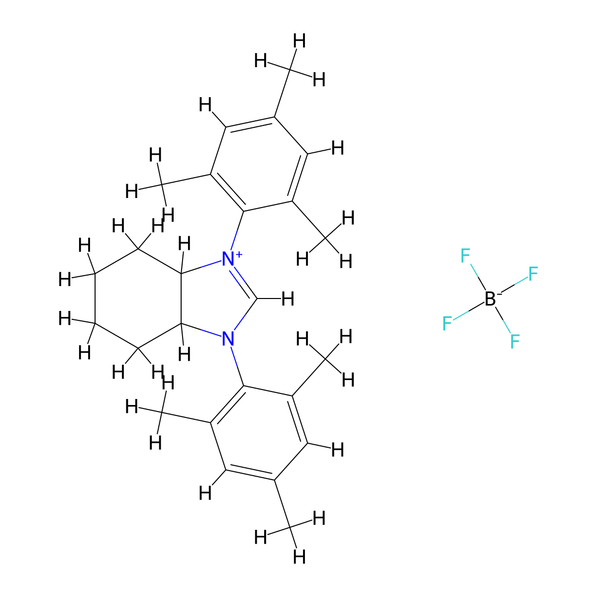 (3aR,7aR)-1,3-Dimesityl-3a,4,5,6,7,7a-hexahydro-1H-benzo[d]imidazol-3-ium tetrafluoroborate molecular structure, CAS 372517-05-0