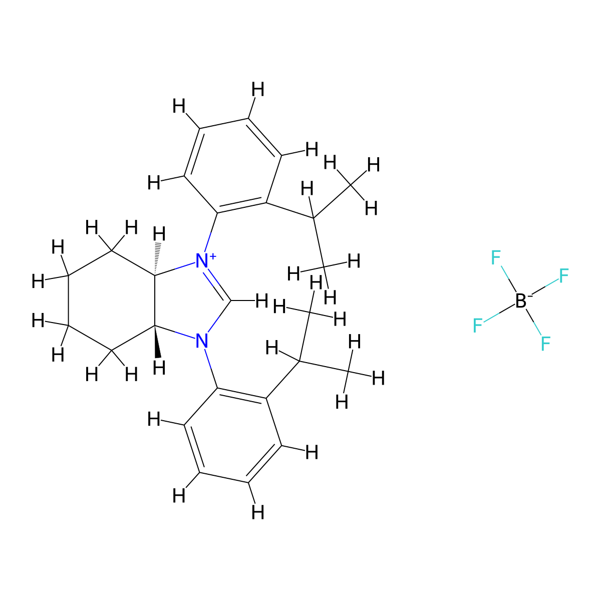 (3aR,7aR)-1,3-Bis(2-isopropylphenyl)-3a,4,5,6,7,7a-hexahydro-1H-benzo[d]imidazol-3-ium tetrafluoroborate molecular structure, CAS 372517-09-4