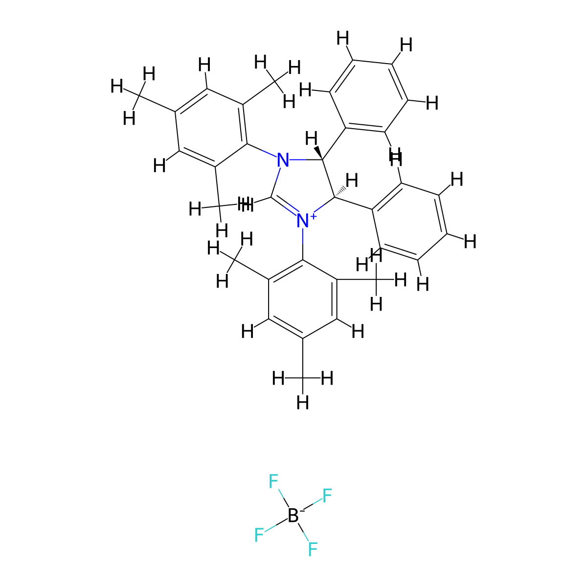 (4R,5R)-1,3-Dimesityl-4,5-diphenyl-4,5-dihydro-1H-imidazol-3-ium tetrafluoroborate molecular structure, CAS 372517-11-8