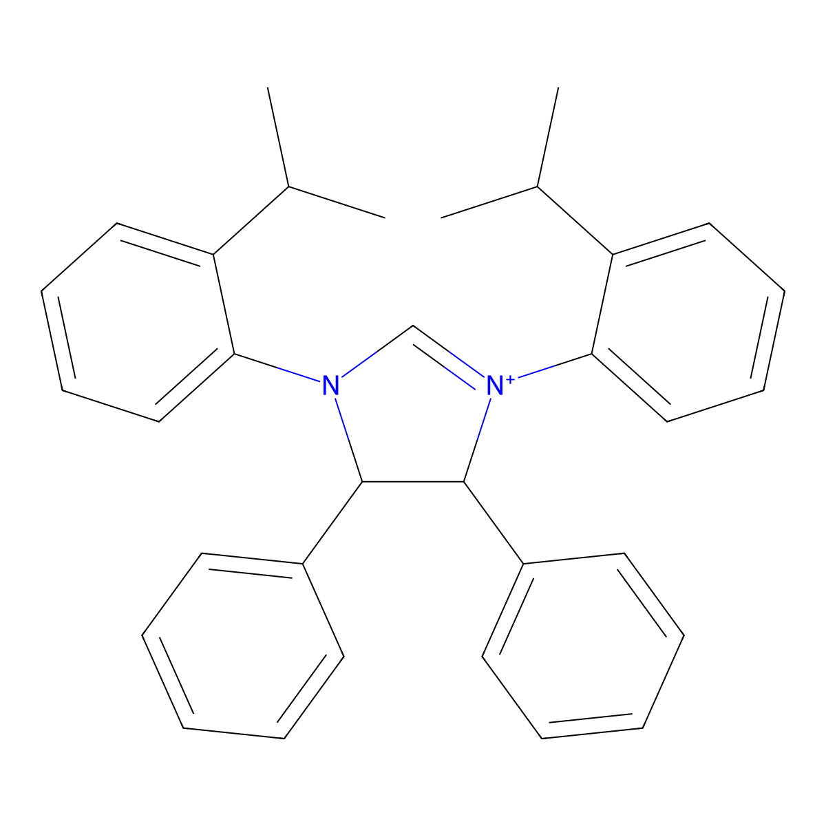 (4R,5R)-1,3-Bis(2-isopropylphenyl)-4,5-diphenyl-4,5-dihydro-1H-imidazol-3-ium molecular structure, CAS 372517-14-1