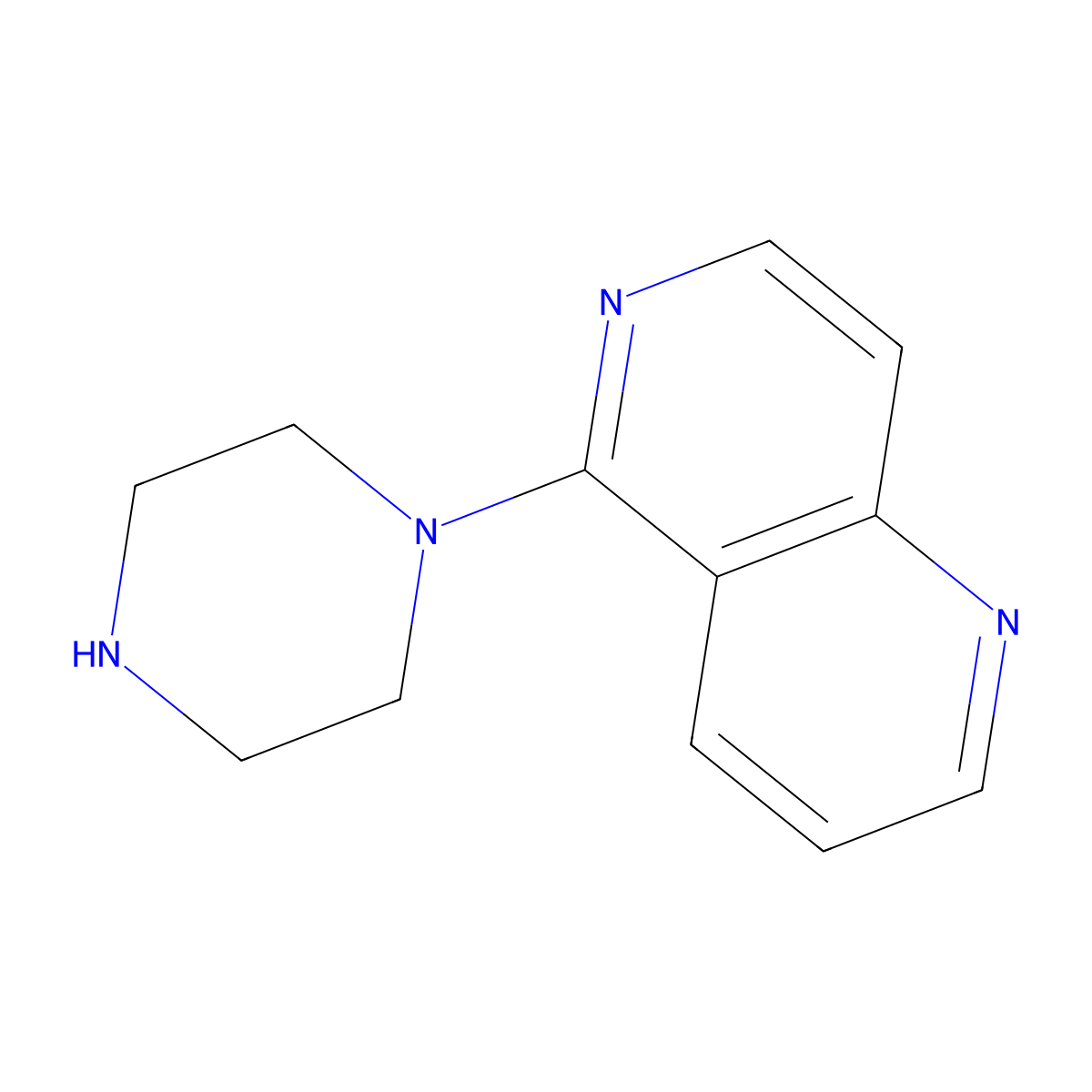 5-(Piperazin-1-yl)-1,6-naphthyridine molecular structure, CAS 372517-54-9