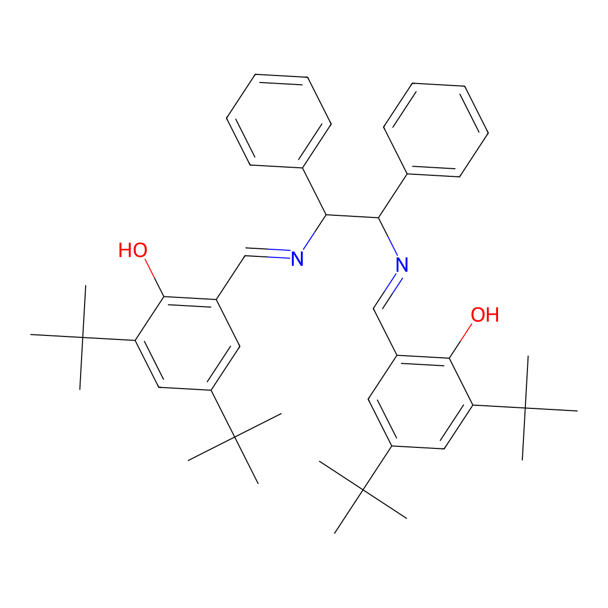 2,2'-[[(1R,2R)-1,2-Diphenyl-1,2-ethanediyl]bis(nitrilomethylidyne)]bis[4,6-bis(1,1-dimethylethyl)phenol] molecular structure, CAS 372518-17-7