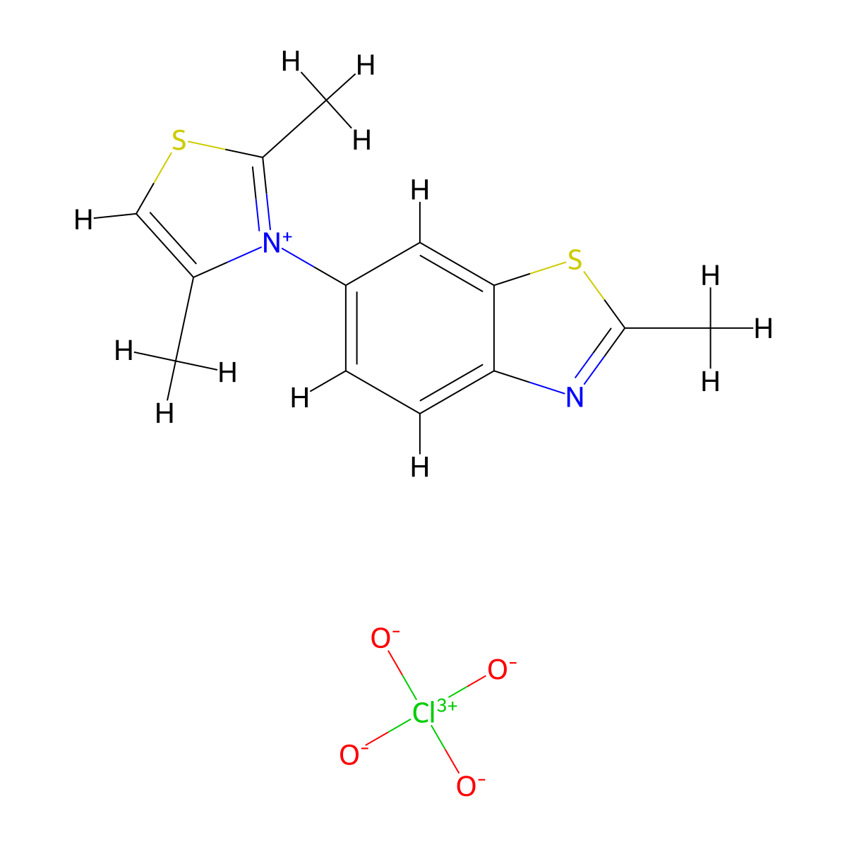 Thiazolium, 2,4-dimethyl-3-(2-methyl-6-benzothiazolyl)-, perchlorate molecular structure, CAS 3726-62-3