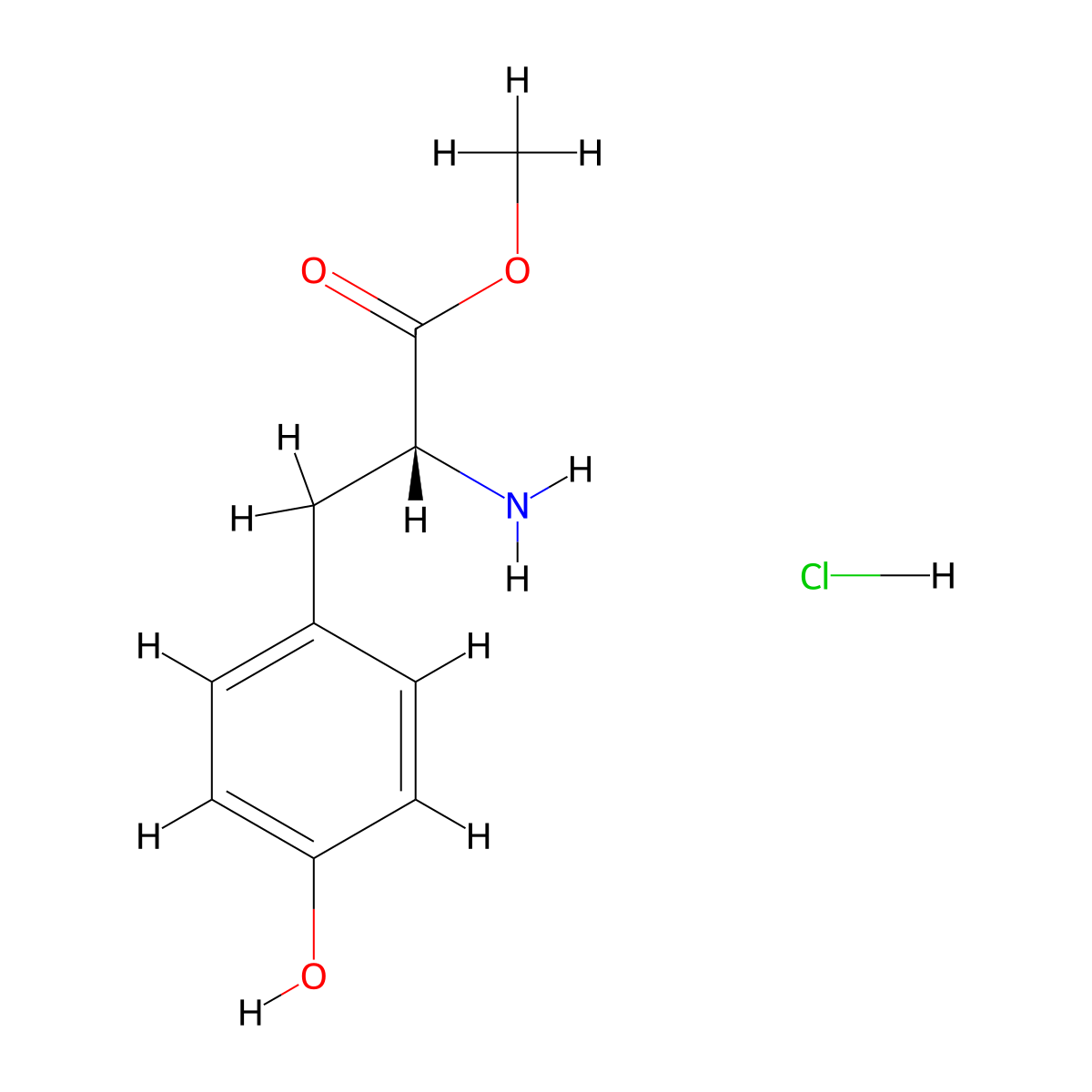 methyl D-tyrosinate hydrochloride molecular structure, CAS 3728-20-9