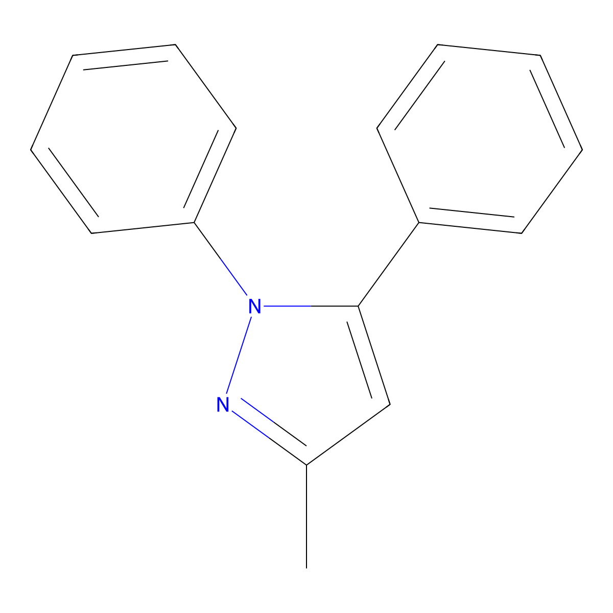1,5-Diphenyl-3-methyl-1H-pyrazole molecular structure, CAS 3729-90-6