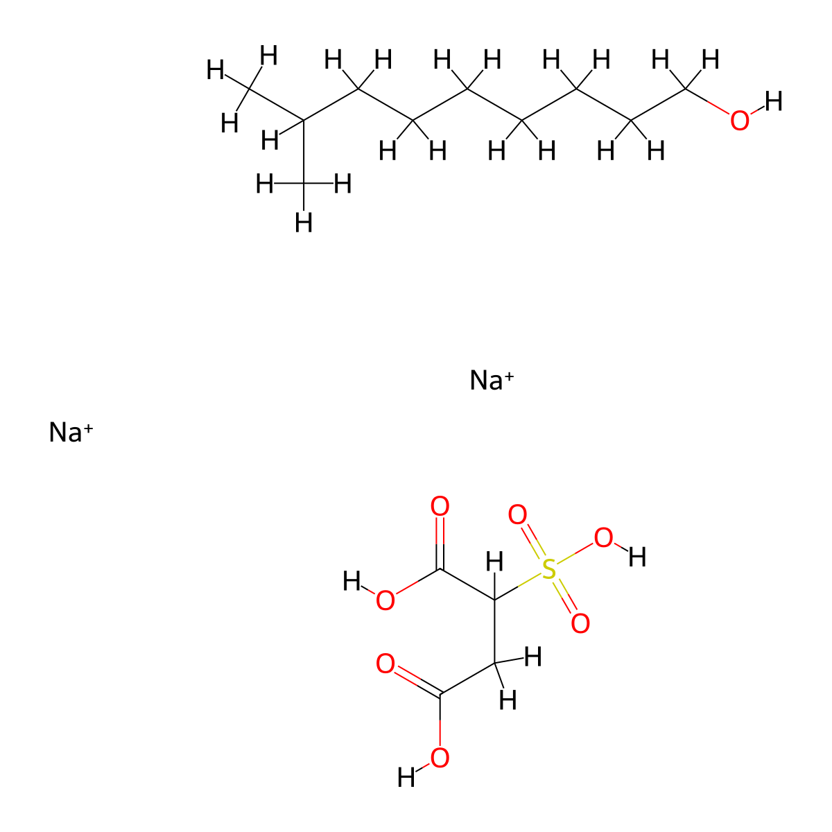 butanedioic acid, sulfo-, 4-isodecyl ester, disodium salt molecular structure, CAS 37294-49-8