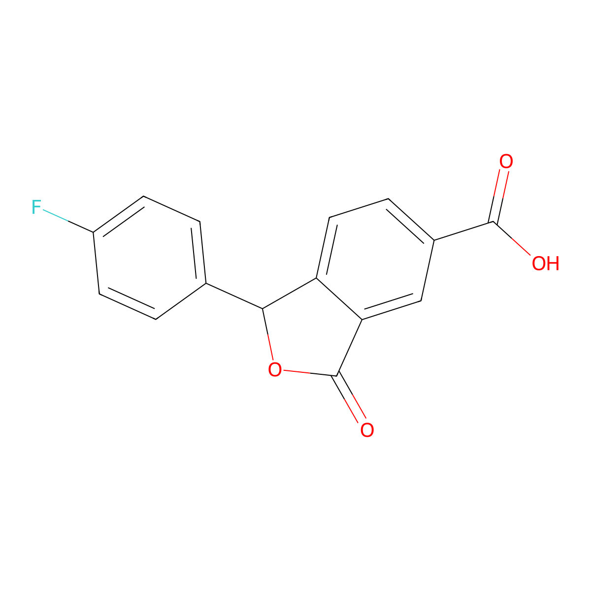 1-(4-Fluorophenyl)-1,3-dihydro-3-oxo-5-isobenzofurancarboxylic acid molecular structure, CAS 372941-51-0
