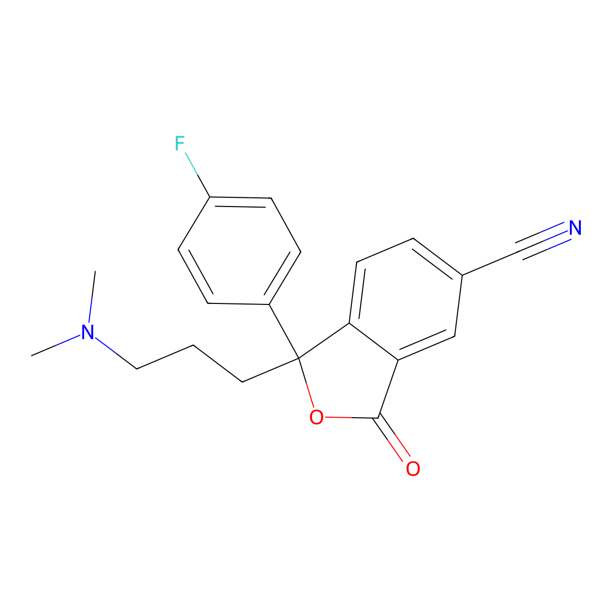 1-(3-(Dimethylamino)propyl)-1-(4-fluorophenyl)-1,3-dihydro-3-oxo-5-isobenzofurancarbonitrile molecular structure, CAS 372941-54-3