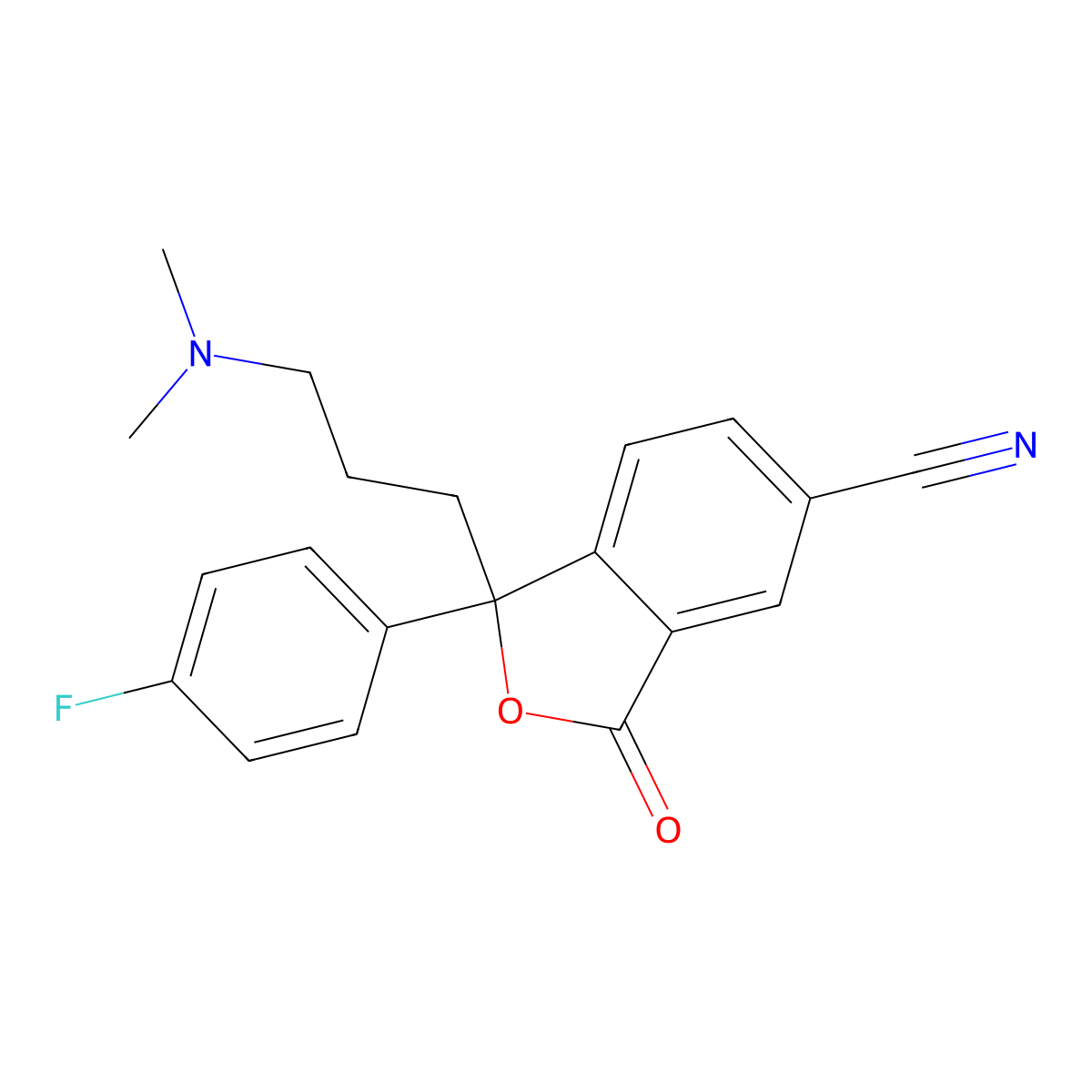 1-(3-(Dimethylamino)propyl)-1-(4-fluorophenyl)-1,3-dihydro-3-oxo-5-isobenzofurancarbonitrile molecular structure, CAS 372941-54-3
