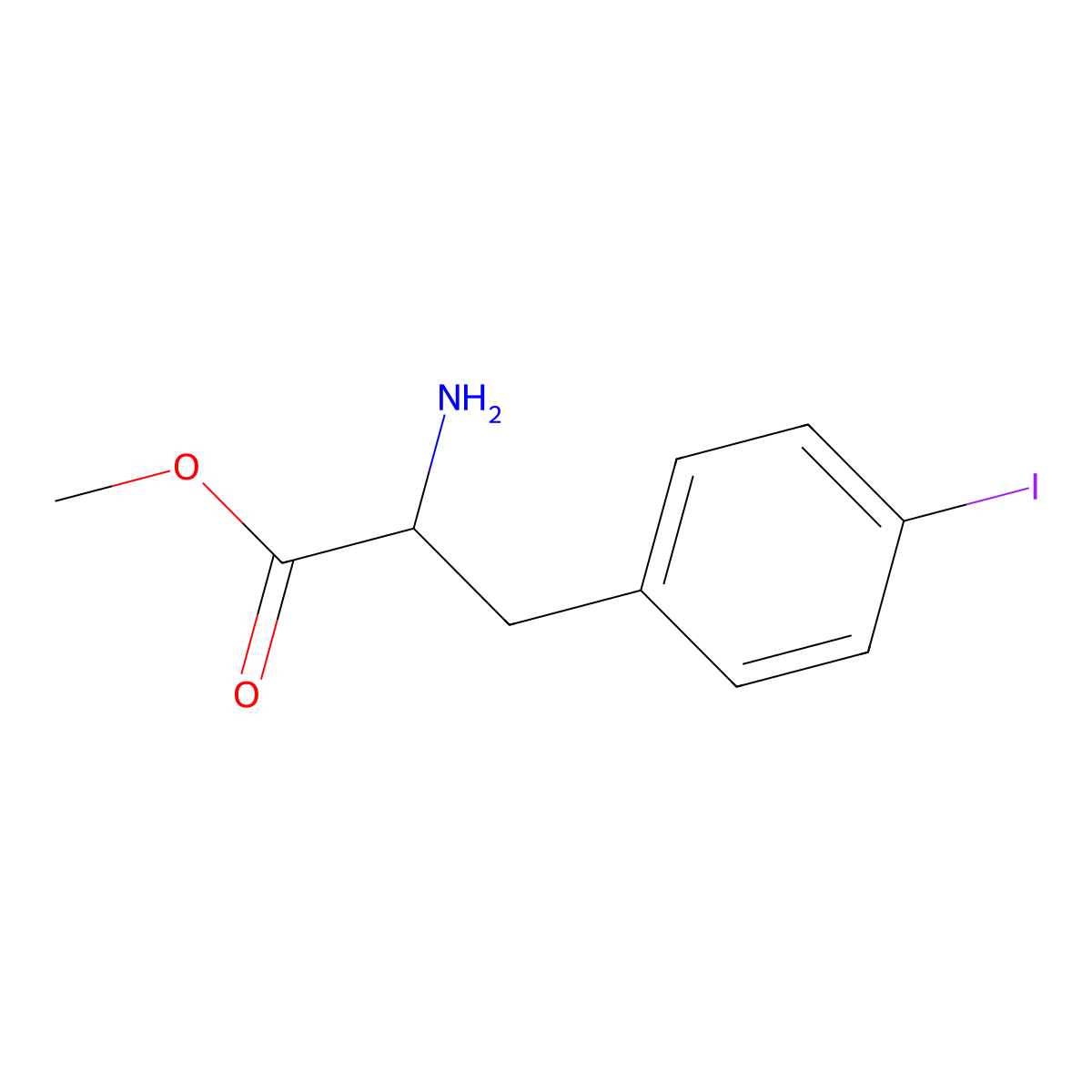 methyl (2R)-2-amino-3-(4-iodophenyl)propanoate molecular structure, CAS 372967-43-6