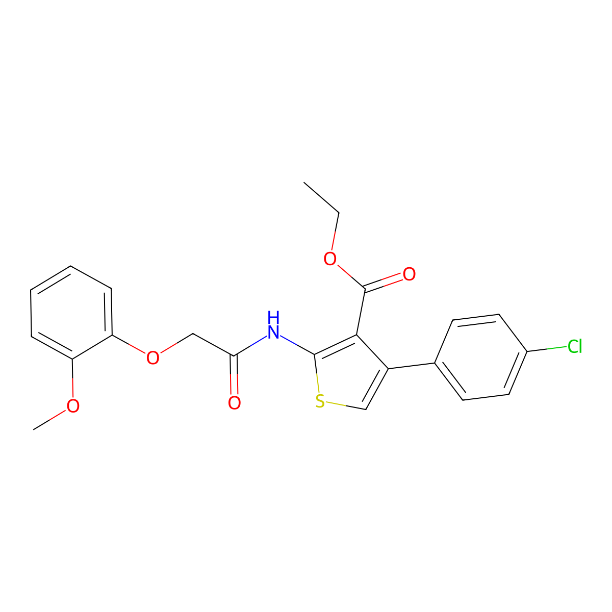 Ethyl 4-(4-chlorophenyl)-2-{[(2-methoxyphenoxy)acetyl]amino}thiophene-3-carboxylate molecular structure, CAS 372970-14-4