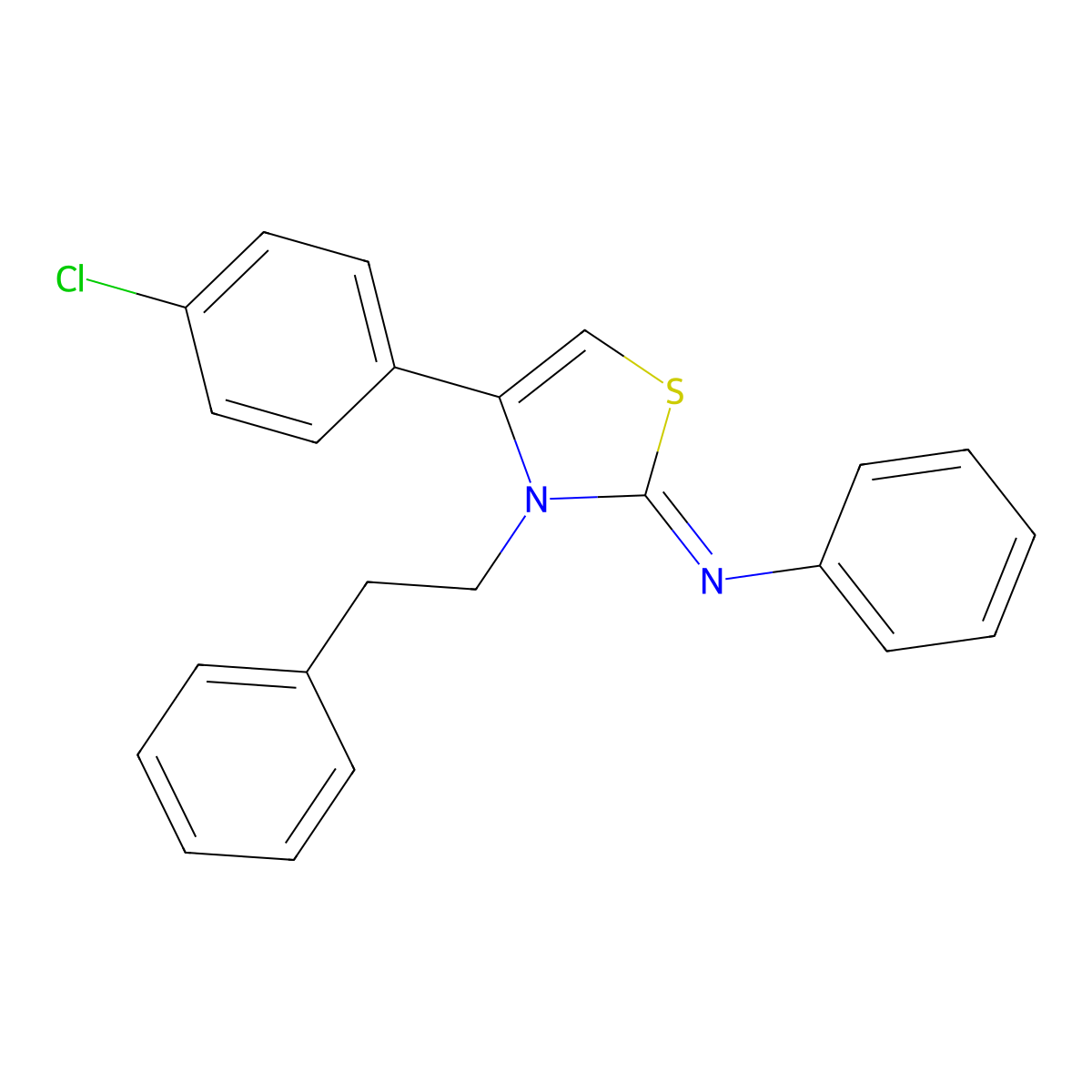 N-(4-(4-Chlorophenyl)-3-(2-phenylethyl)-1,3-thiazol-2(3H)-ylidene)aniline molecular structure, CAS 372970-31-5