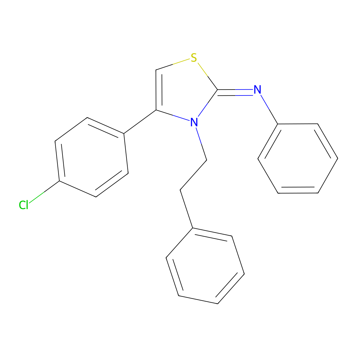N-(4-(4-Chlorophenyl)-3-(2-phenylethyl)-1,3-thiazol-2(3H)-ylidene)aniline molecular structure, CAS 372970-31-5