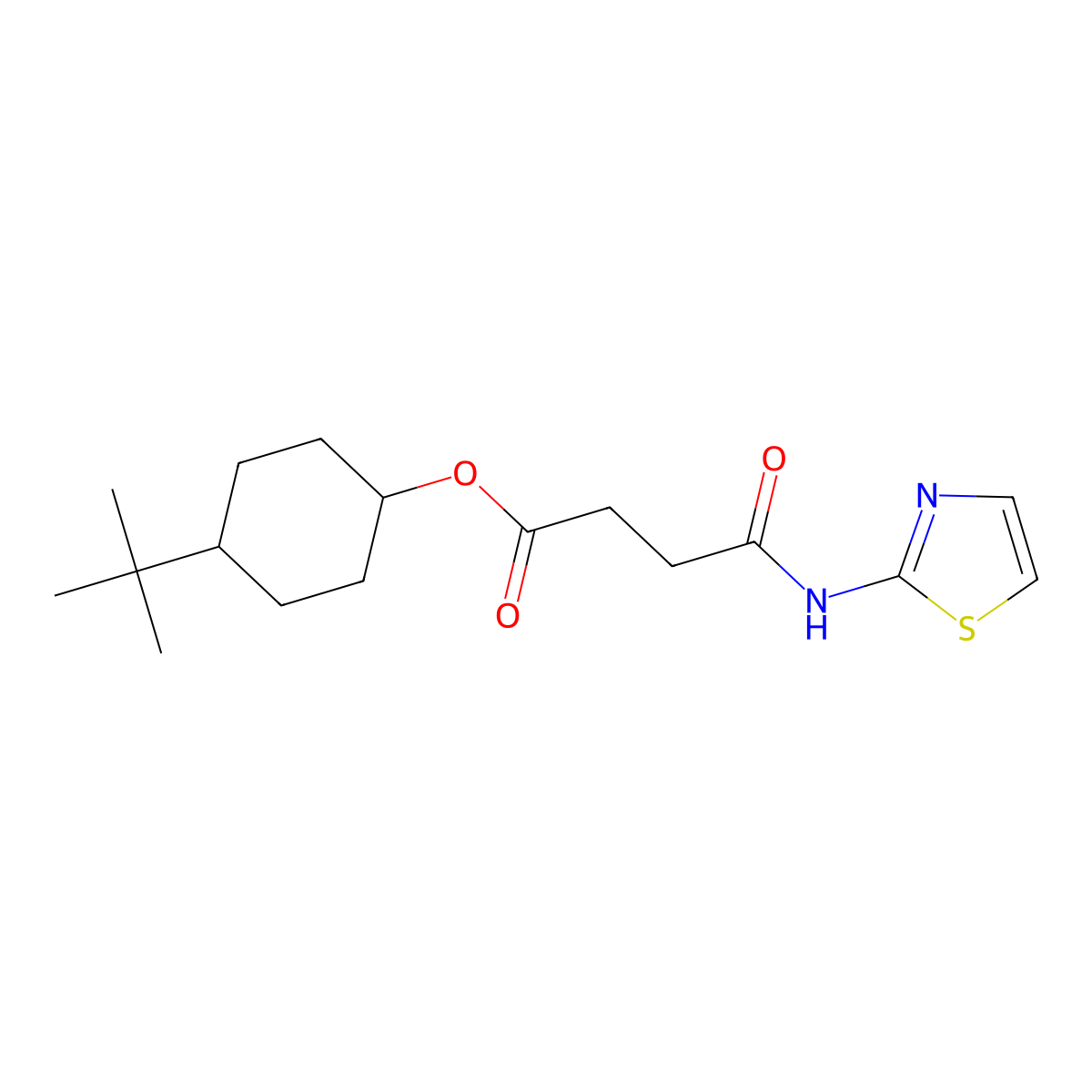 4-Tert-butylcyclohexyl 4-oxo-4-(1,3-thiazol-2-ylamino)butanoate molecular structure, CAS 372970-35-9