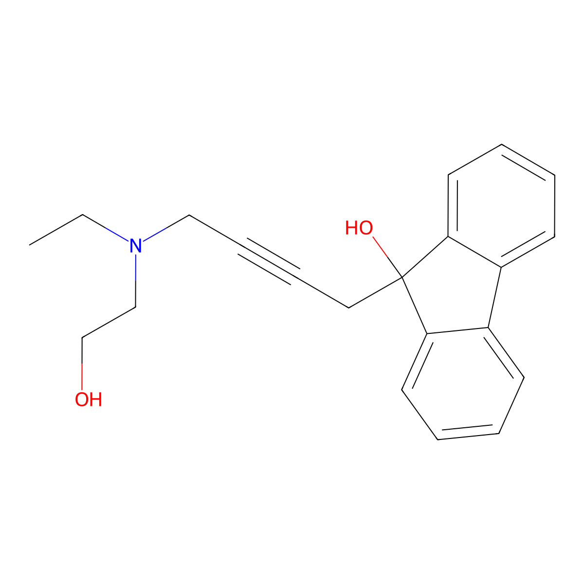 9-[4-[Ethyl(2-hydroxyethyl)amino]but-2-ynyl]fluoren-9-ol molecular structure, CAS 372970-76-8