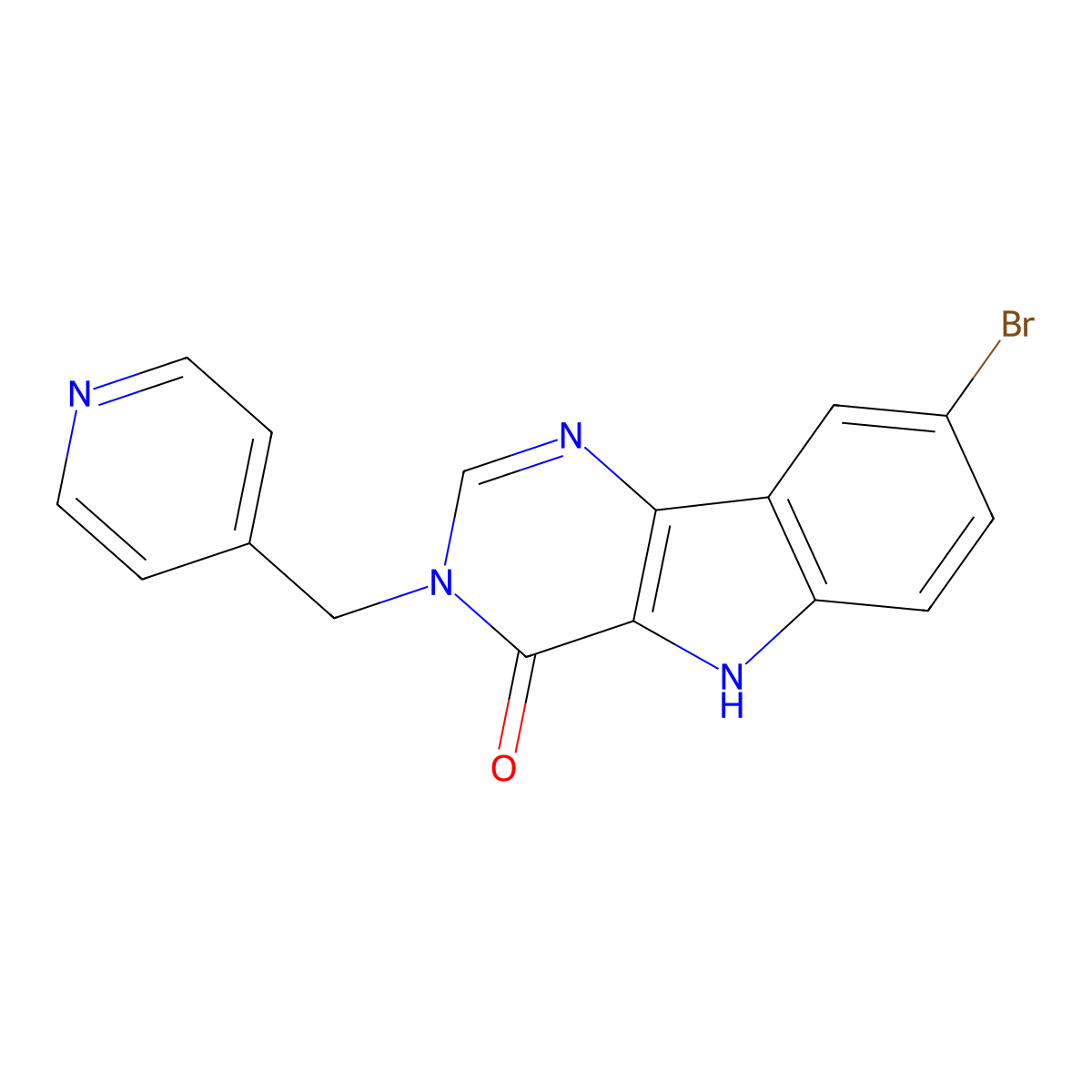 8-bromo-3-(pyridin-4-ylmethyl)-5H-pyrimido[5,4-b]indol-4-one molecular structure, CAS 372971-00-1