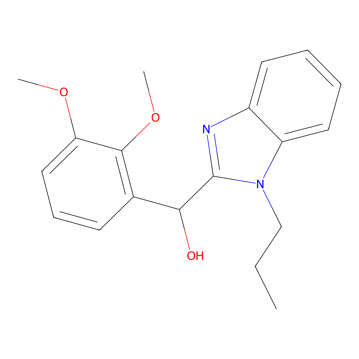 (2,3-dimethoxyphenyl)(1-propyl-1H-benzimidazol-2-yl)methanol molecular structure, CAS 372971-01-2