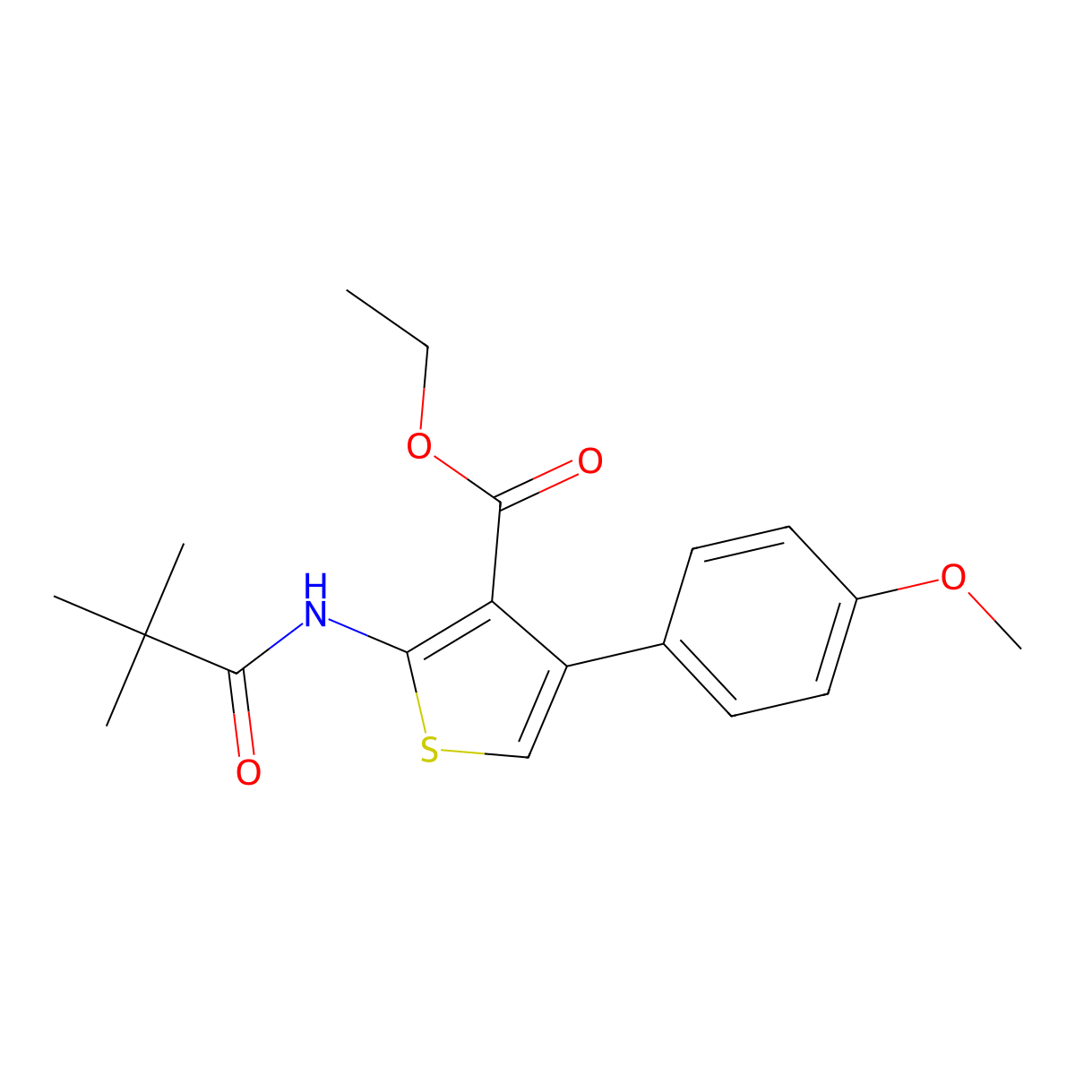 Ethyl 2-[(2,2-dimethylpropanoyl)amino]-4-(4-methoxyphenyl)thiophene-3-carboxylate molecular structure, CAS 372971-12-5