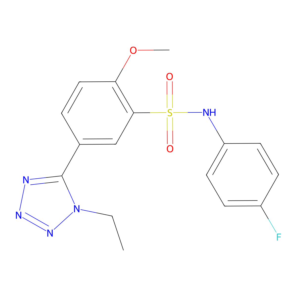 5-(1-ethyl-1H-tetraazol-5-yl)-N-(4-fluorophenyl)-2-methoxybenzenesulfonamide molecular structure, CAS 372971-14-7