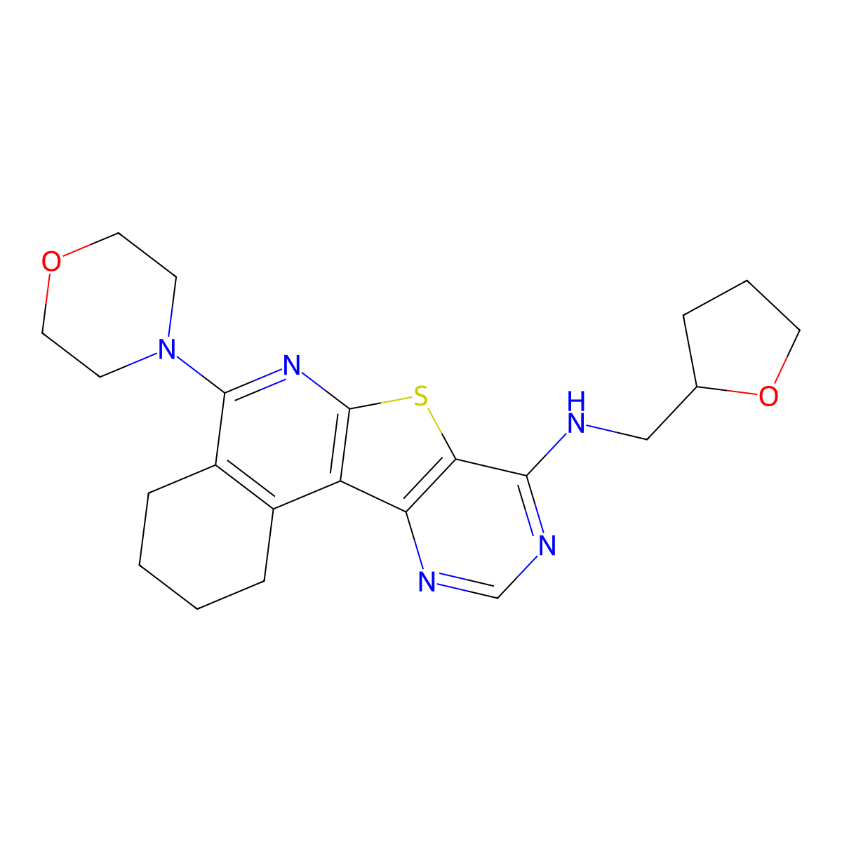 5-morpholino-N-((tetrahydrofuran-2-yl)methyl)-1,2,3,4-tetrahydropyrimido[4',5':4,5]thieno[2,3-c]isoquinolin-8-amine molecular structure, CAS 372971-30-7
