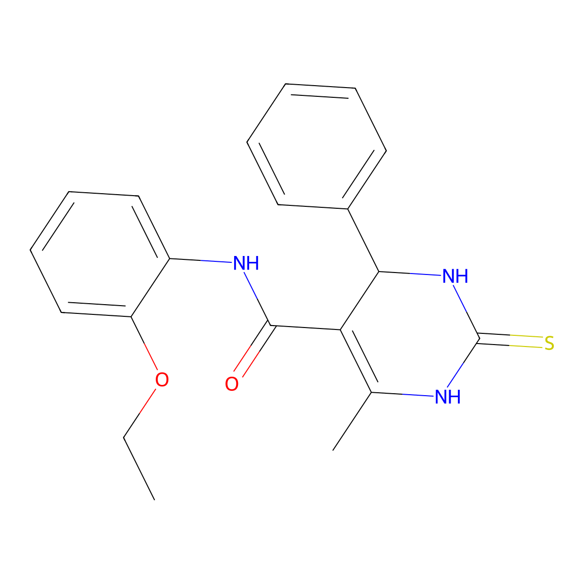 N-(2-ethoxyphenyl)-6-methyl-4-phenyl-2-sulfanylidene-3,4-dihydro-1H-pyrimidine-5-carboxamide molecular structure, CAS 372971-31-8