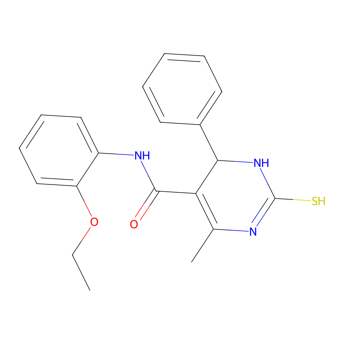 N-(2-ethoxyphenyl)-6-methyl-4-phenyl-2-sulfanylidene-3,4-dihydro-1H-pyrimidine-5-carboxamide molecular structure, CAS 372971-31-8