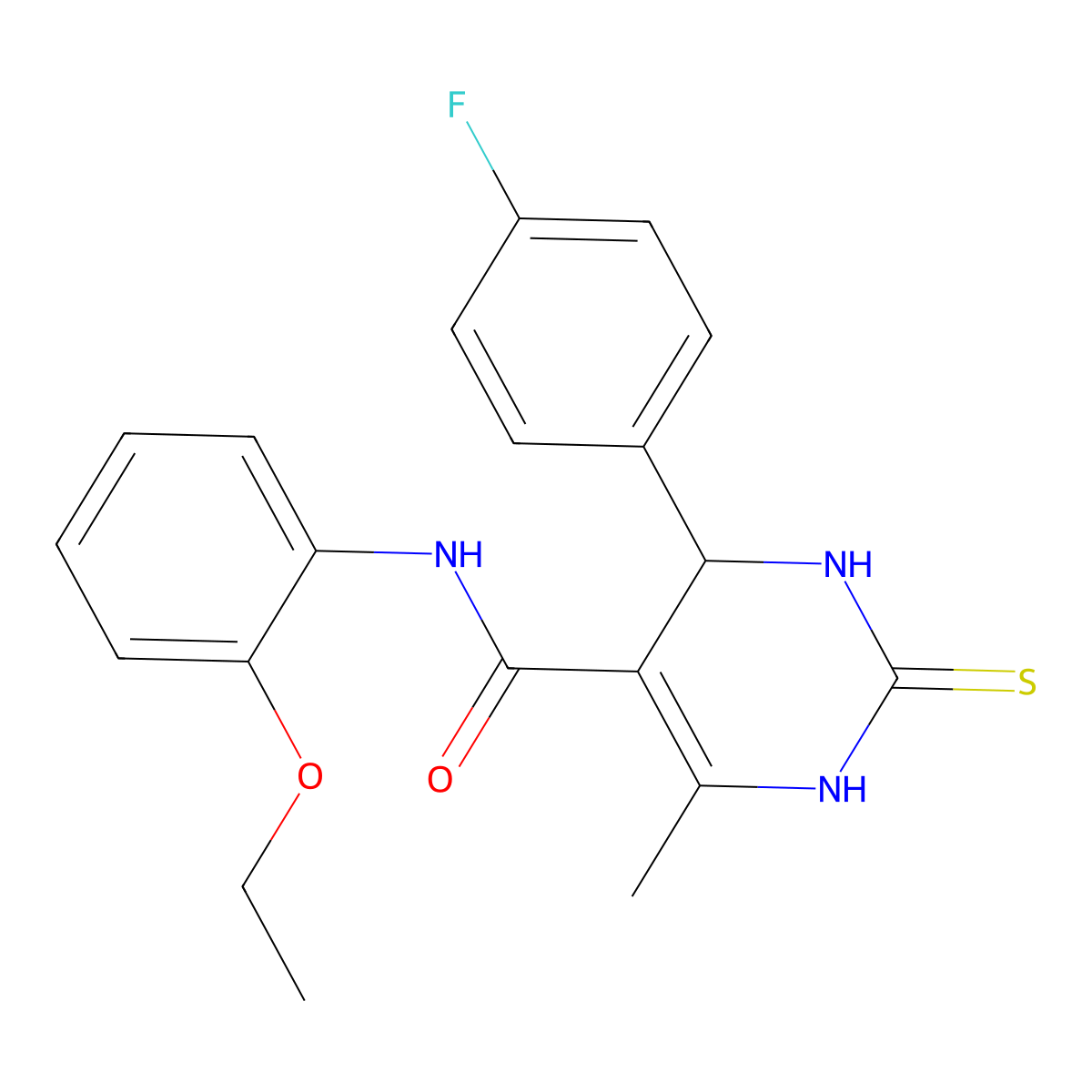 N-(2-ethoxyphenyl)-4-(4-fluorophenyl)-6-methyl-2-thioxo-1,2,3,4-tetrahydropyrimidine-5-carboxamide molecular structure, CAS 372971-52-3