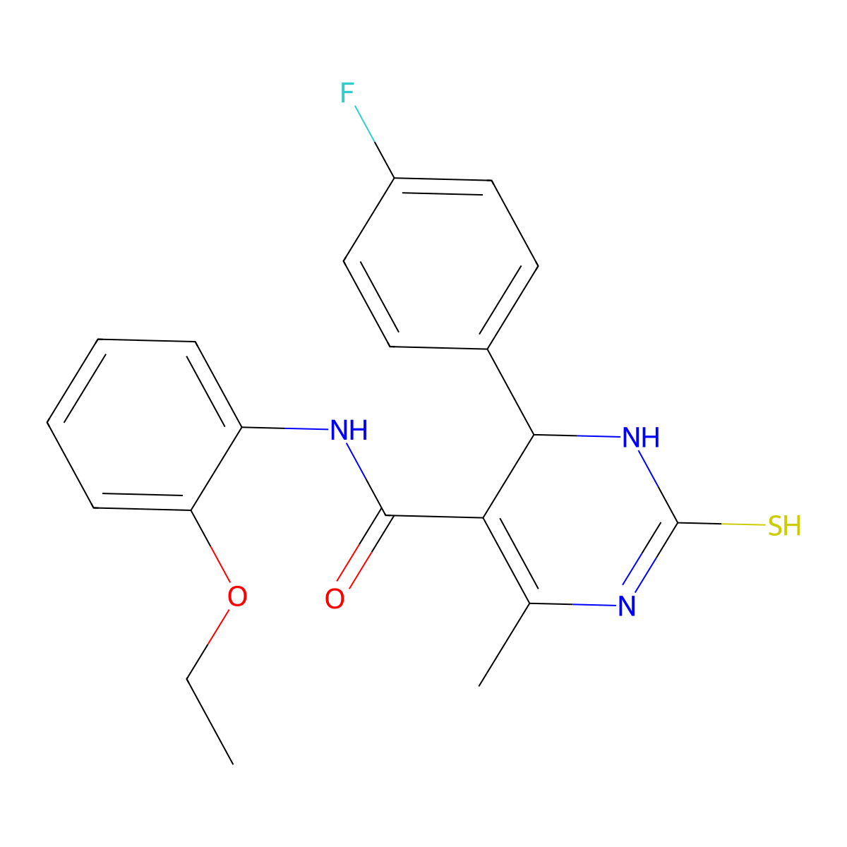 N-(2-ethoxyphenyl)-4-(4-fluorophenyl)-6-methyl-2-thioxo-1,2,3,4-tetrahydropyrimidine-5-carboxamide molecular structure, CAS 372971-52-3