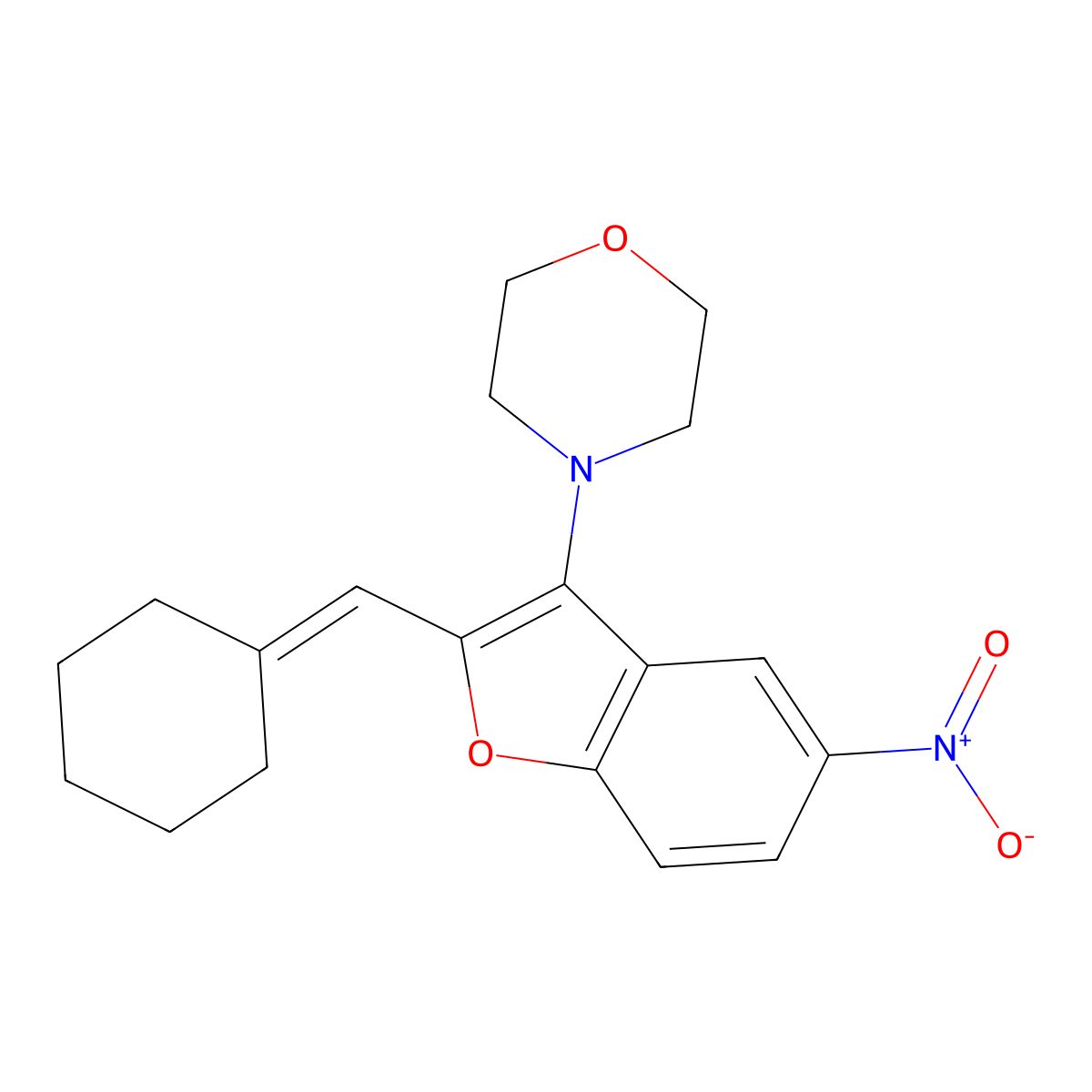 4-[2-(Cyclohexylidenemethyl)-5-nitro-1-benzofuran-3-yl]morpholine molecular structure, CAS 372971-69-2