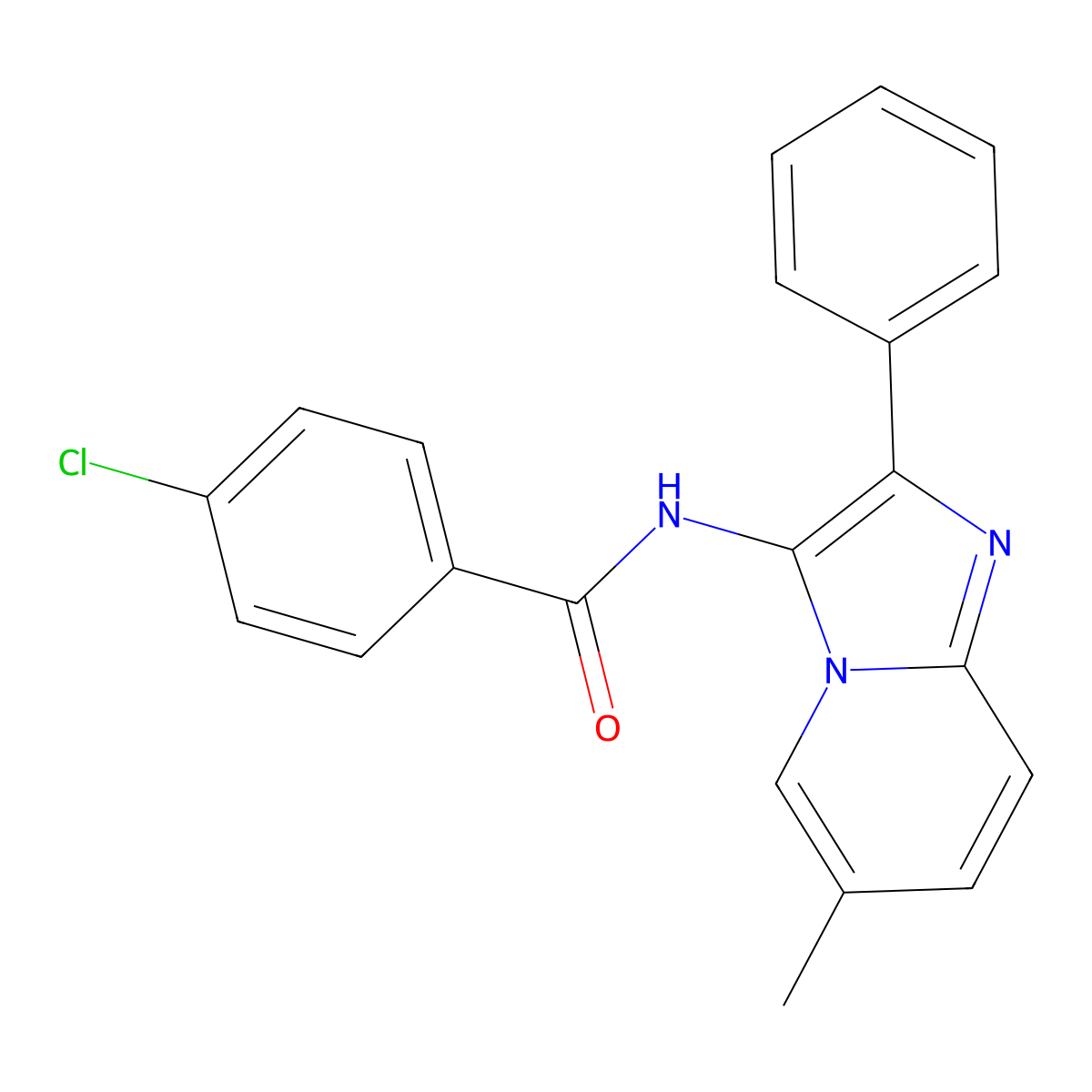 4-chloro-N-(6-methyl-2-phenylimidazo[1,2-a]pyridin-3-yl)benzamide molecular structure, CAS 372972-94-6