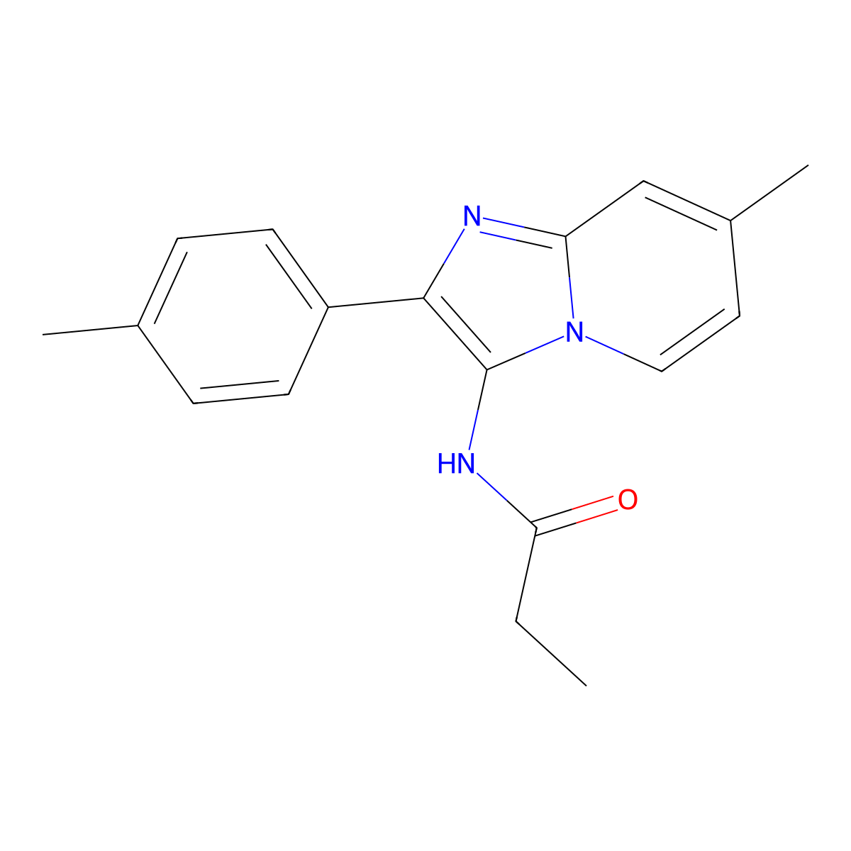 N-[7-methyl-2-(4-methylphenyl)imidazo[1,2-a]pyridin-3-yl]propanamide molecular structure, CAS 372973-70-1
