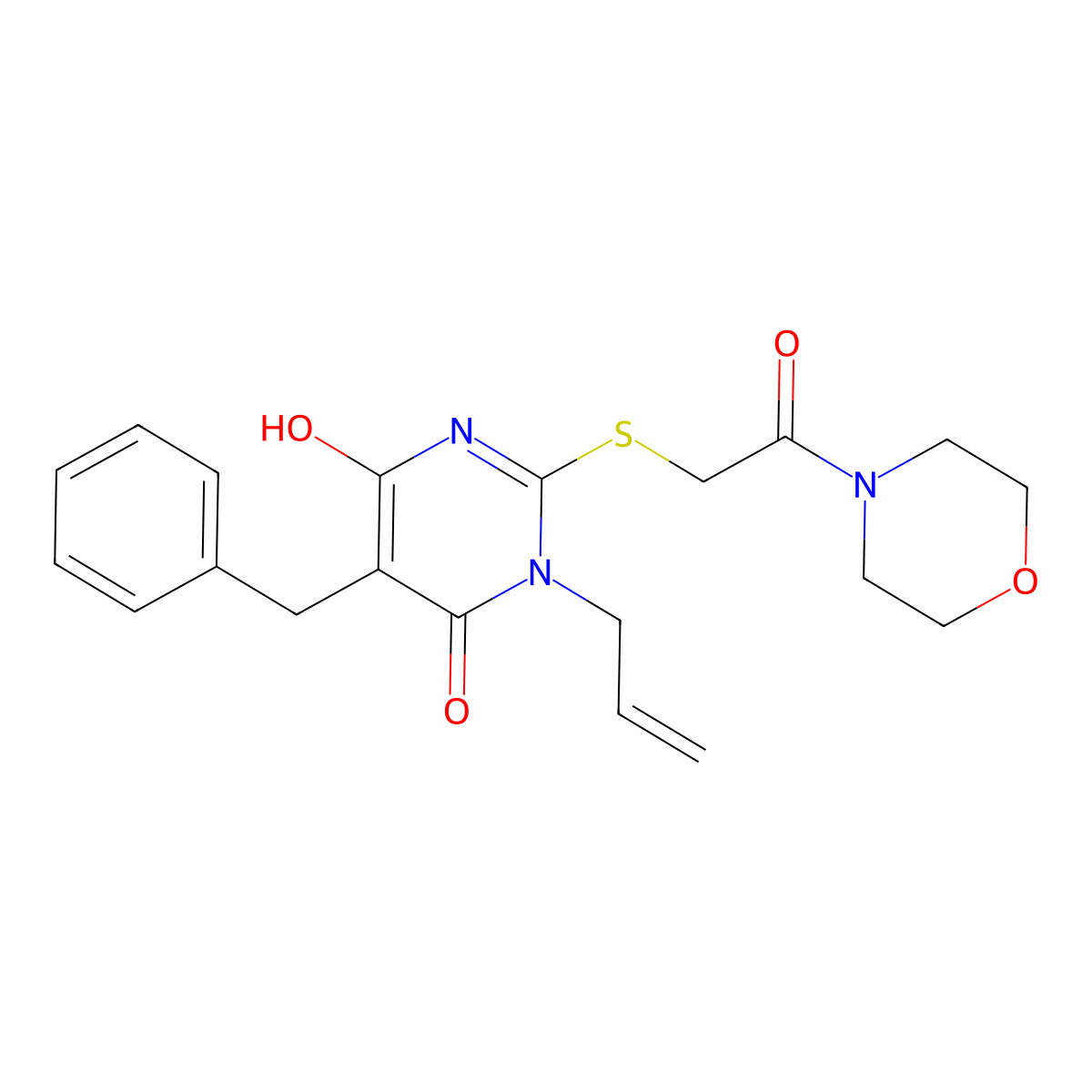 3-allyl-5-benzyl-6-hydroxy-2-{[2-(4-morpholinyl)-2-oxoethyl]sulfanyl}-4(3H)-pyrimidinone molecular structure, CAS 372974-31-7