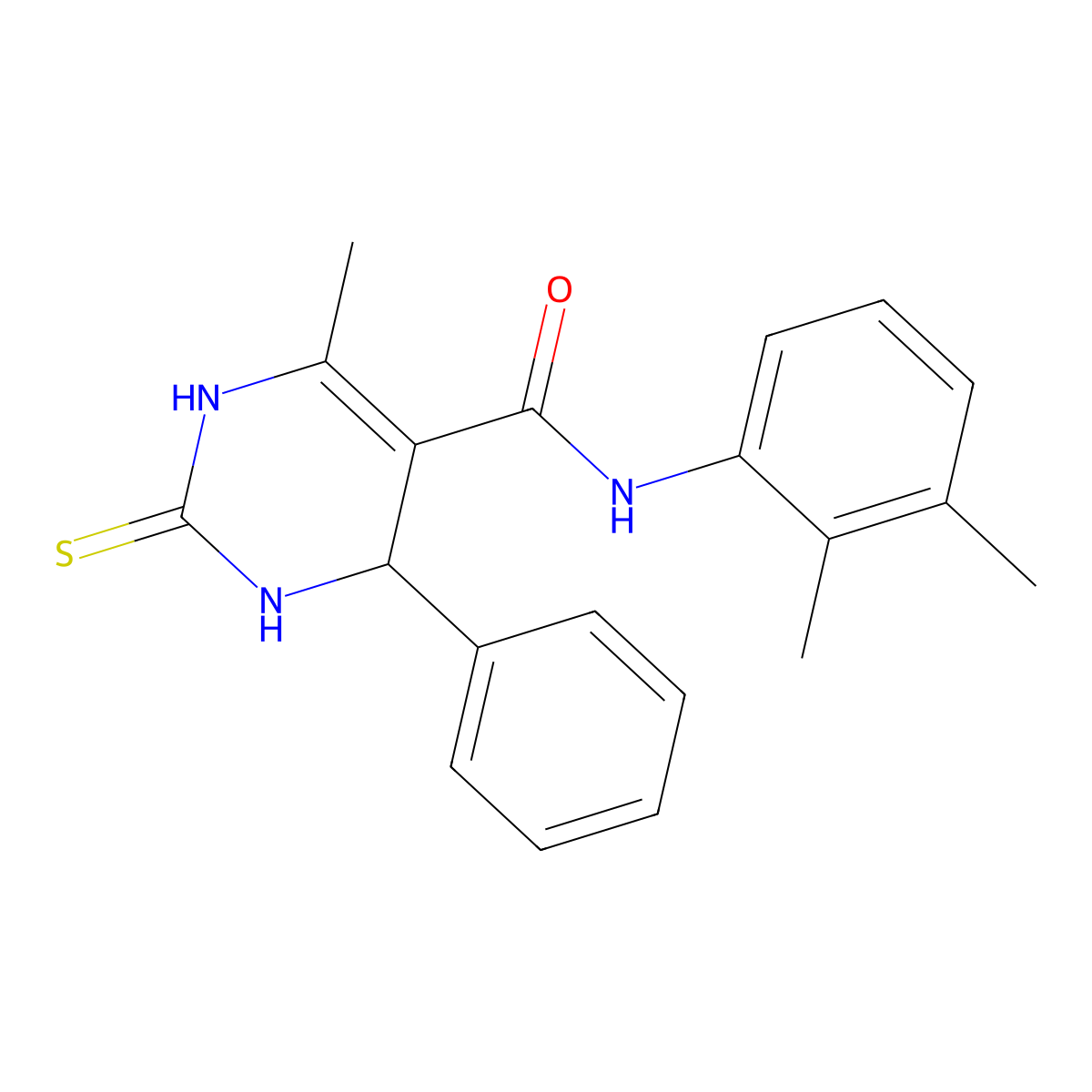 N-(2,3-dimethylphenyl)-6-methyl-4-phenyl-2-thioxo-1,2,3,4-tetrahydropyrimidine-5-carboxamide molecular structure, CAS 372975-08-1