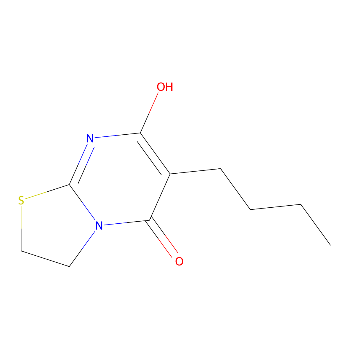 6-butyl-7-hydroxy-2,3-dihydro-5H-[1,3]thiazolo[3,2-a]pyrimidin-5-one molecular structure, CAS 372975-35-4