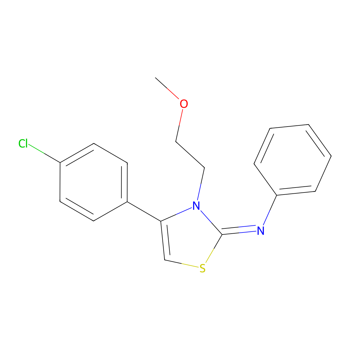 N-(4-(4-Chlorophenyl)-3-(2-methoxyethyl)-1,3-thiazol-2(3H)-ylidene)aniline molecular structure, CAS 372975-62-7