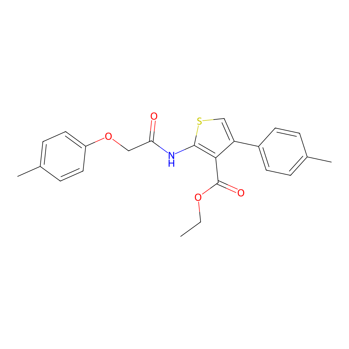 Ethyl 2-{[(4-methylphenoxy)acetyl]amino}-4-(4-methylphenyl)thiophene-3-carboxylate molecular structure, CAS 372976-62-0