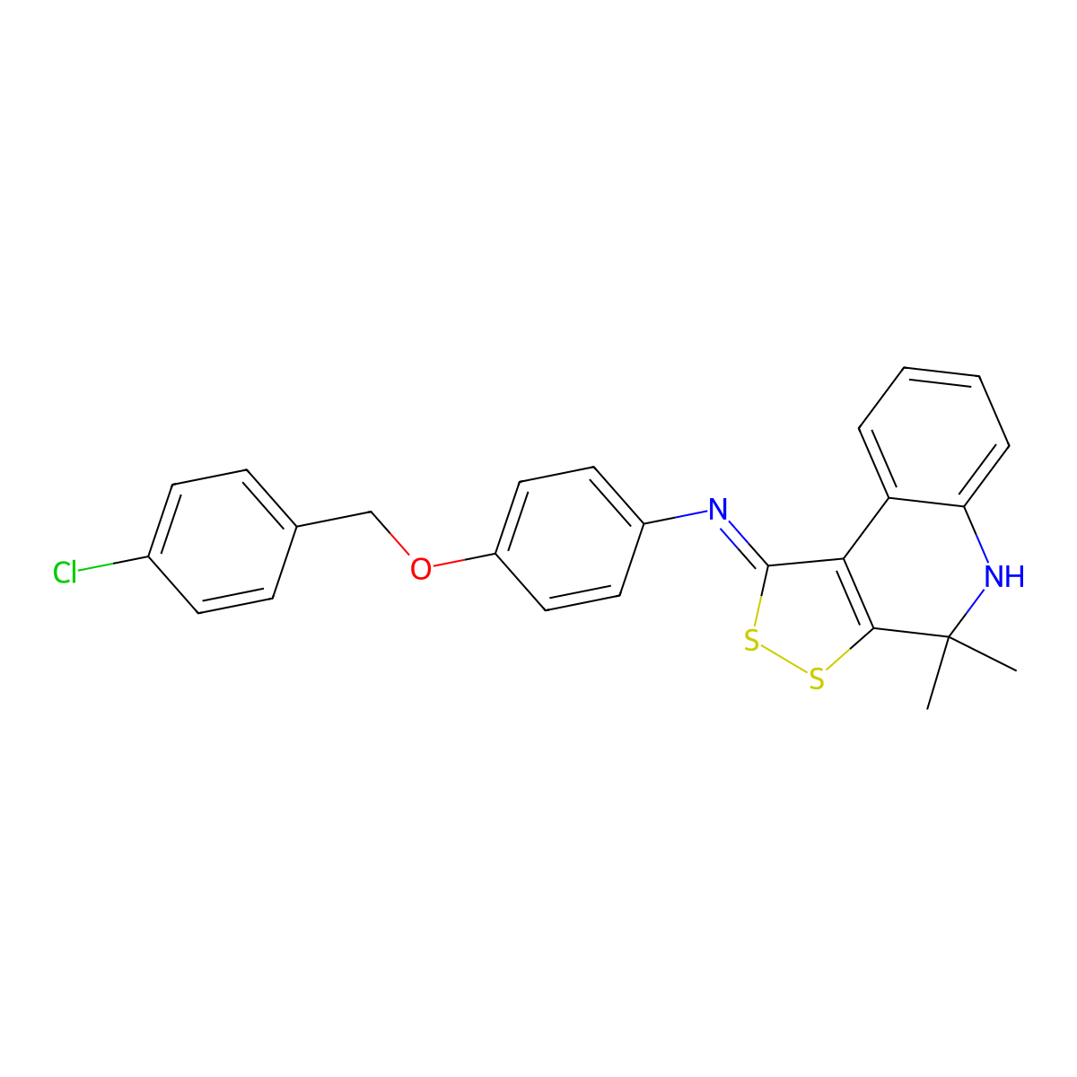 4-[(4-chlorobenzyl)oxy]-N-[(1Z)-4,4-dimethyl-4,5-dihydro-1H-[1,2]dithiolo[3,4-c]quinolin-1-ylidene]aniline molecular structure, CAS 372977-10-1