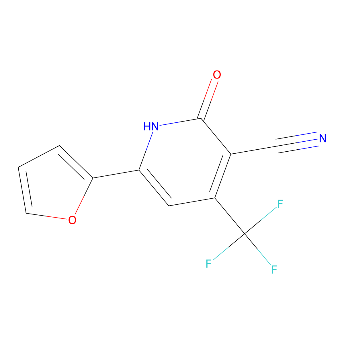 6-(2-Furyl)-2-hydroxy-4-(trifluoromethyl)nicotinonitrile molecular structure, CAS 372977-36-1