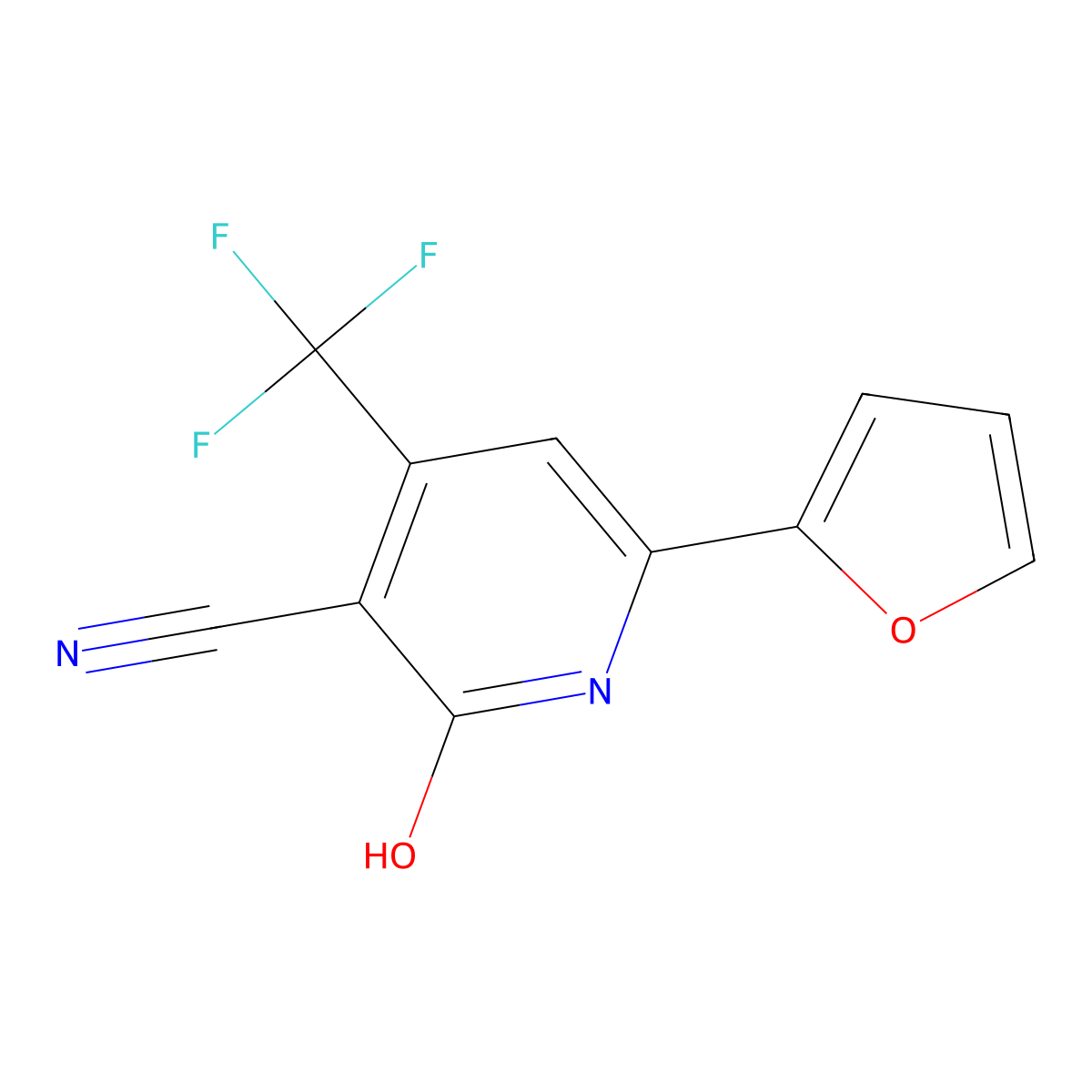 6-(2-Furyl)-2-hydroxy-4-(trifluoromethyl)nicotinonitrile molecular structure, CAS 372977-36-1